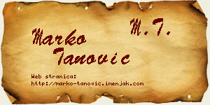 Marko Tanović vizit kartica